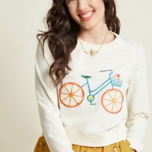 Modcloth cruise wisely embroidered bike sweater M